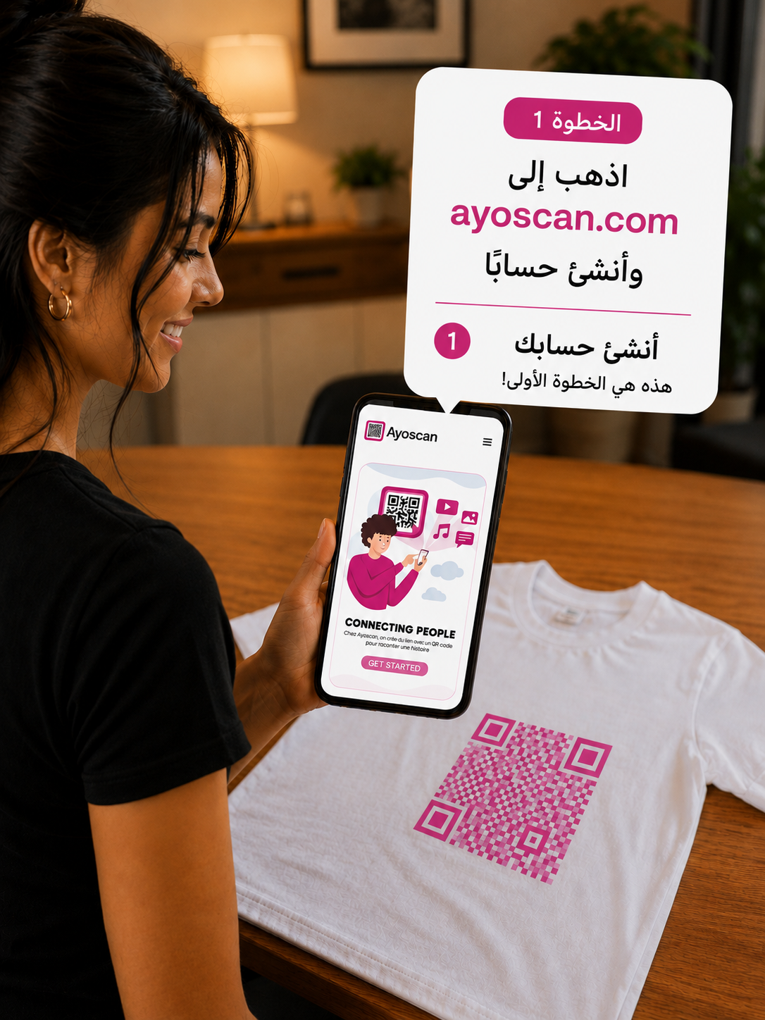 T-shirt Blanc – QR Code Rose 9