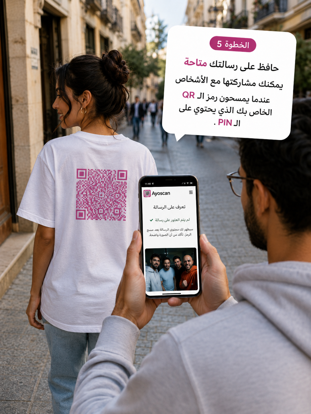 T-shirt Blanc – QR Code Rose 13