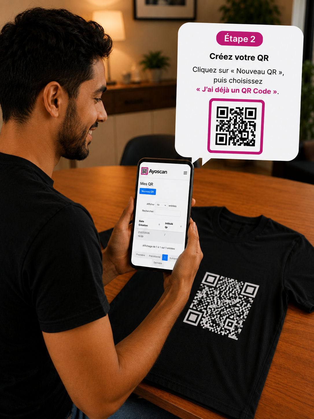 T-shirt Noir – QR Code Blanc 3