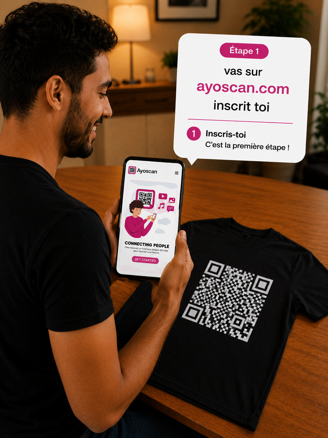 T-shirt Noir – QR Code Blanc 2
