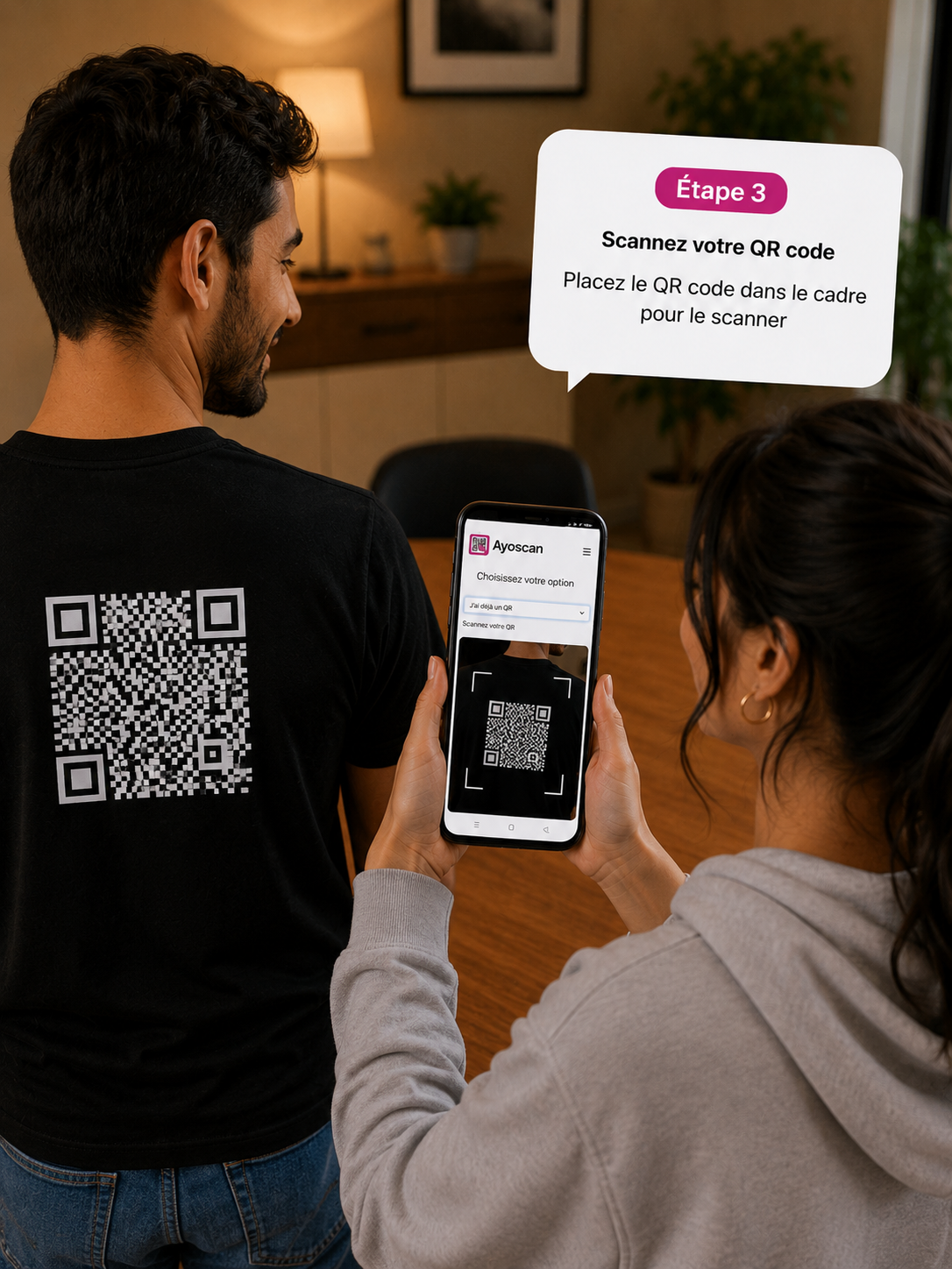 T-shirt Noir – QR Code Blanc 4