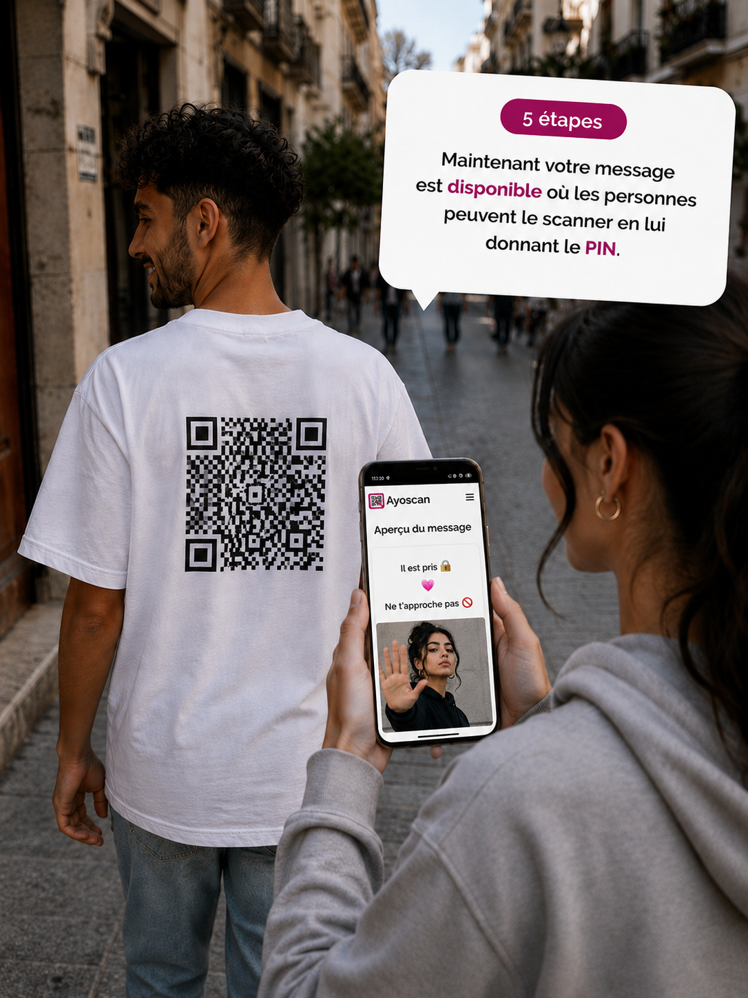 T-shirt Blanc – QR Code Noir 6