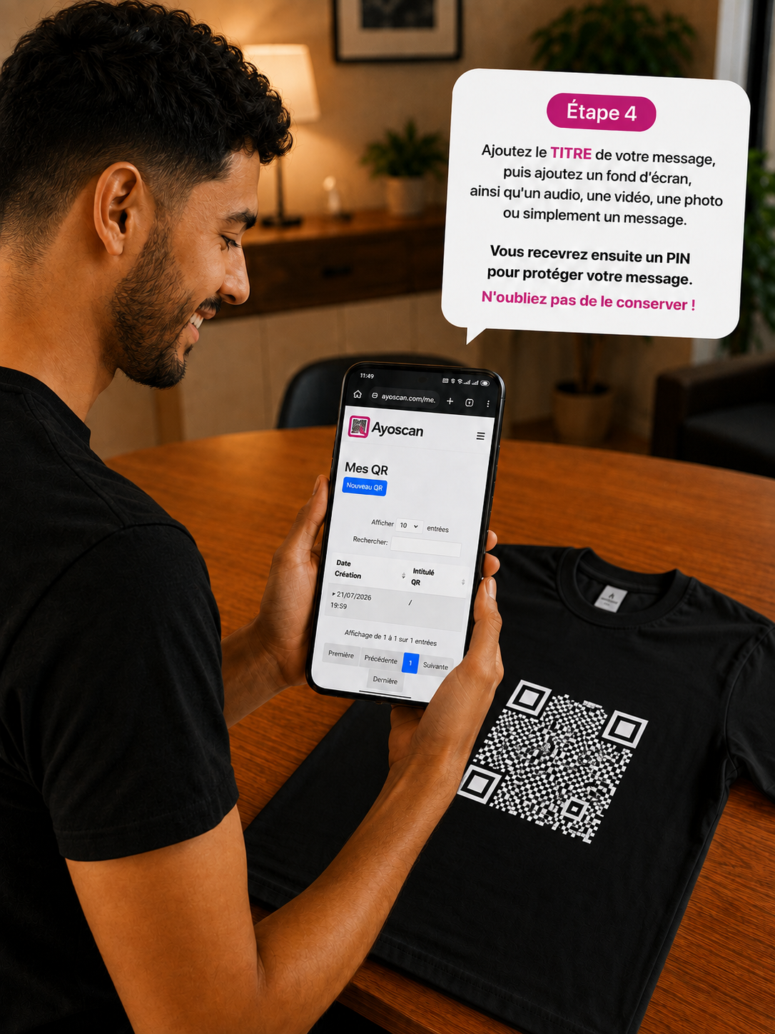 T-shirt Noir – QR Code Blanc 5